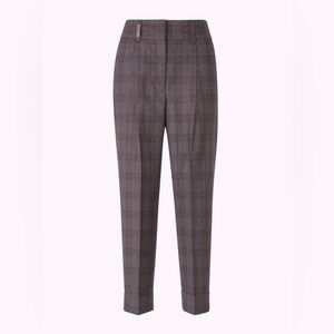 Peserico Wool Cropped Trousers in Windowpane Check